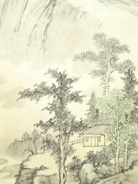 道具 ] - 道具 中国 蕭清池筆 水墨山水 肉筆絹本掛軸 | ネットショップ